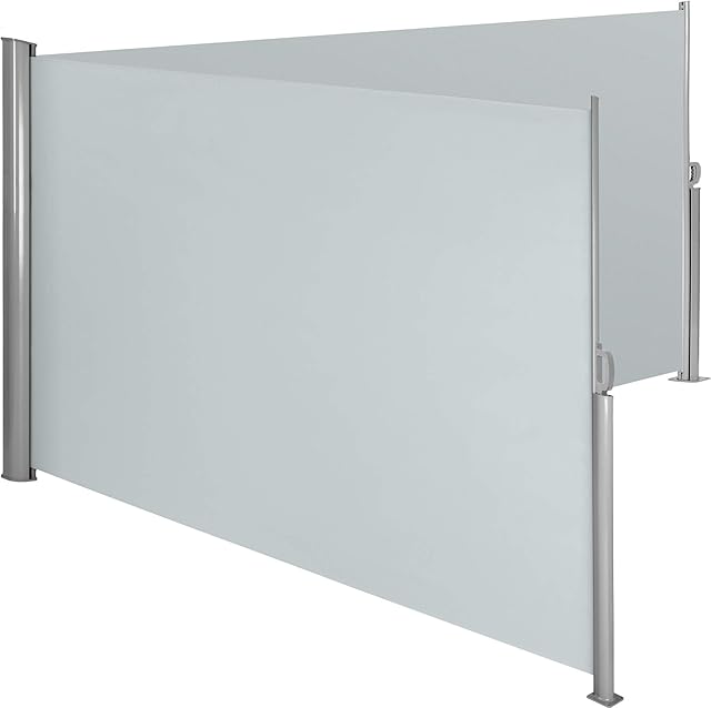 TecTake Double sided awning wall retractable sunshade Housing and support post entirely of aluminum (Beige | 200x600cm | no. 402339)