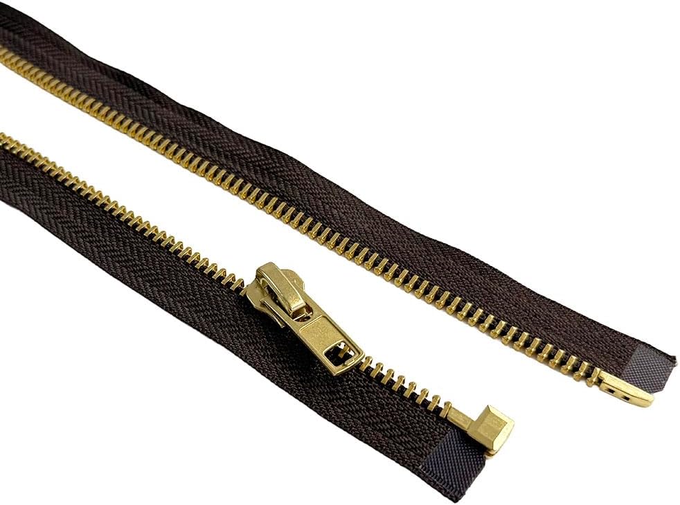 JN #8 Heavy Duty Brass Metal with Auto Pull One-Way Separating, Open-End Zippers for Jackets Sewing Coats Crafts Color Deep Dark Brown #916JN - Choose Your Length (Deep Dark Brown #916JN, 32" Inches) image 3
