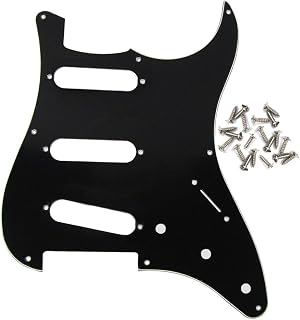 IKN 8 Hole SSS Strat Pickguard Electric Guitar Scratchplate with Screw for Fender Vintage Style Stratocaster Guitar Parts, 3Ply Black/White/Black
