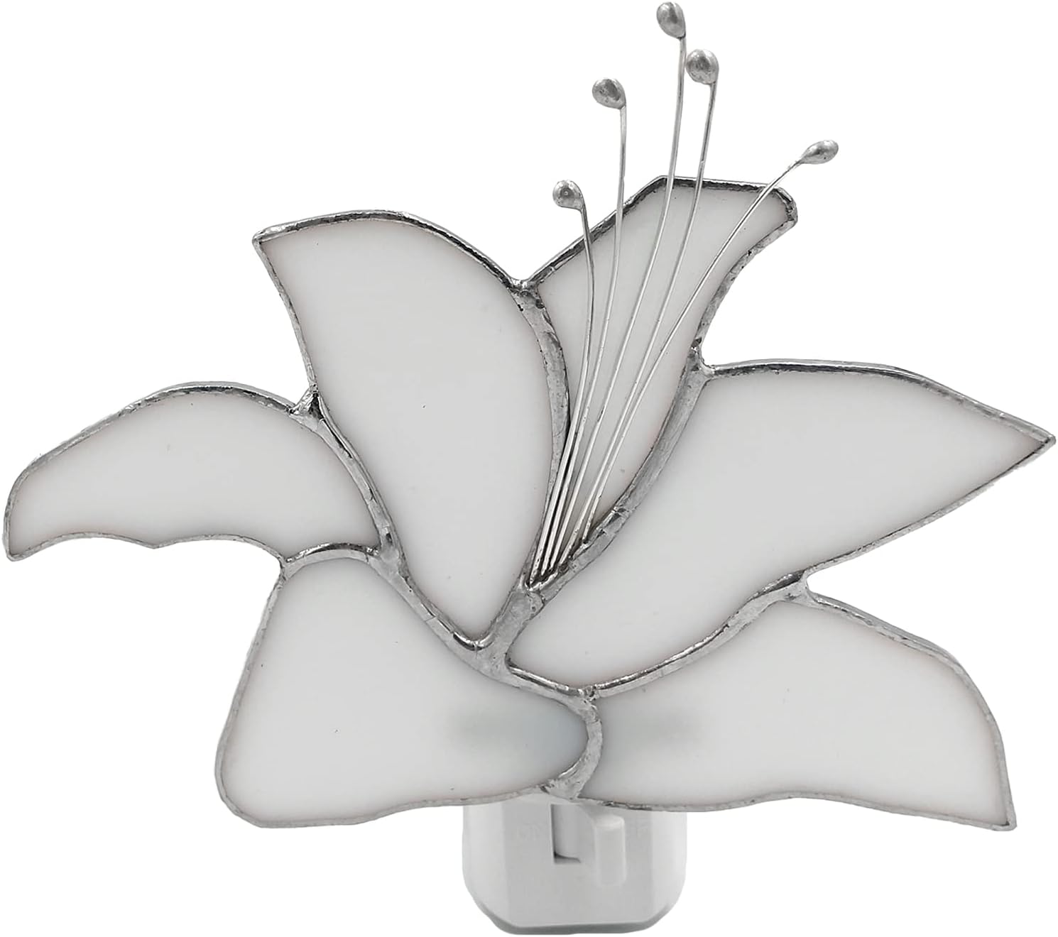 Lily Flower Night Light Stained Glass Plug into Wall Lamp Decorative Accent Nightlight for Hallway Bedroom Bathroom Kitchen Nature Themed Home Decor