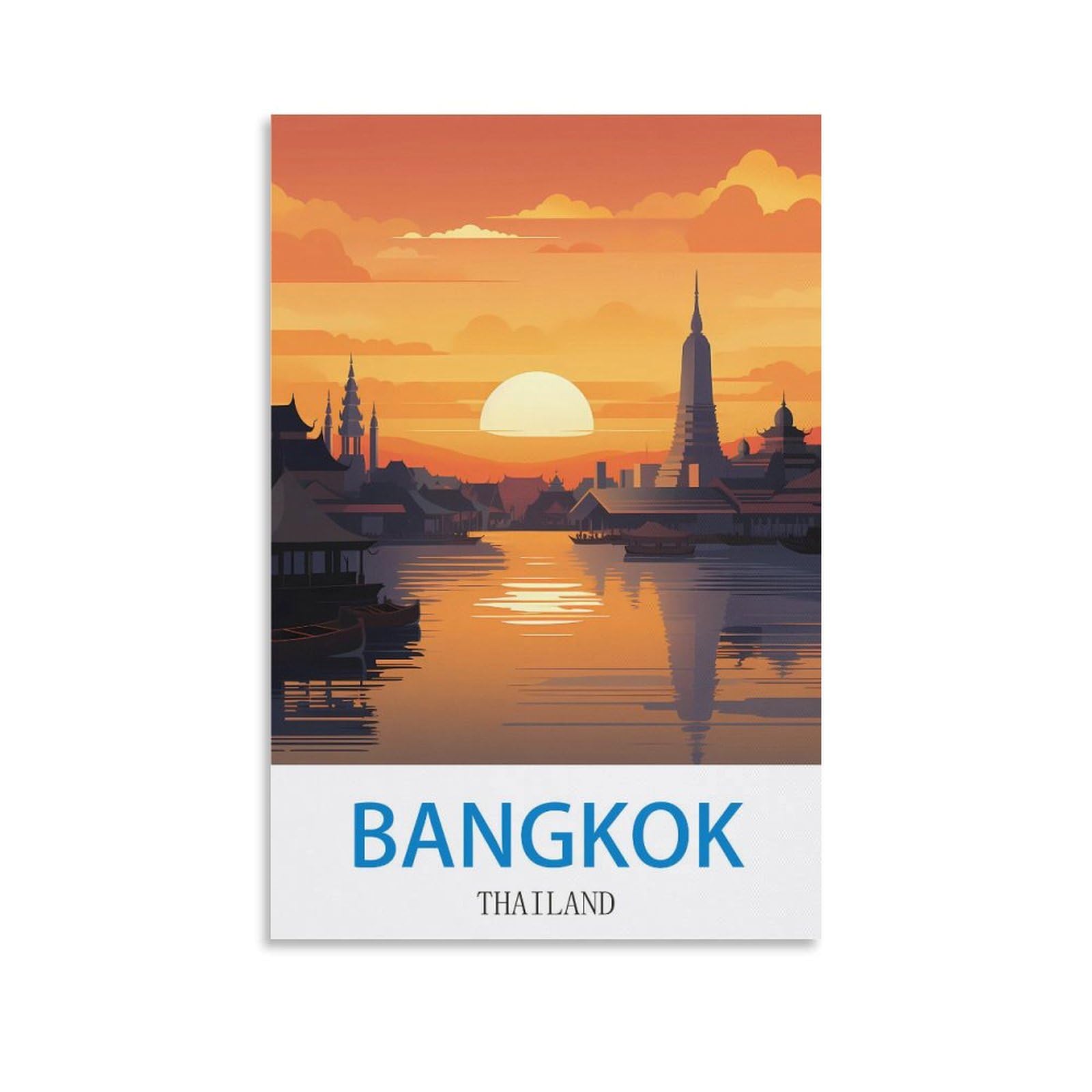 Bhyyds Unframe-Style Bangkok Thailand Vintage Travel Poster 08X12inch(20X30cm) Canvas Painting Wall Art, Wall Decor Pictures Prints For Living Room Bedroom