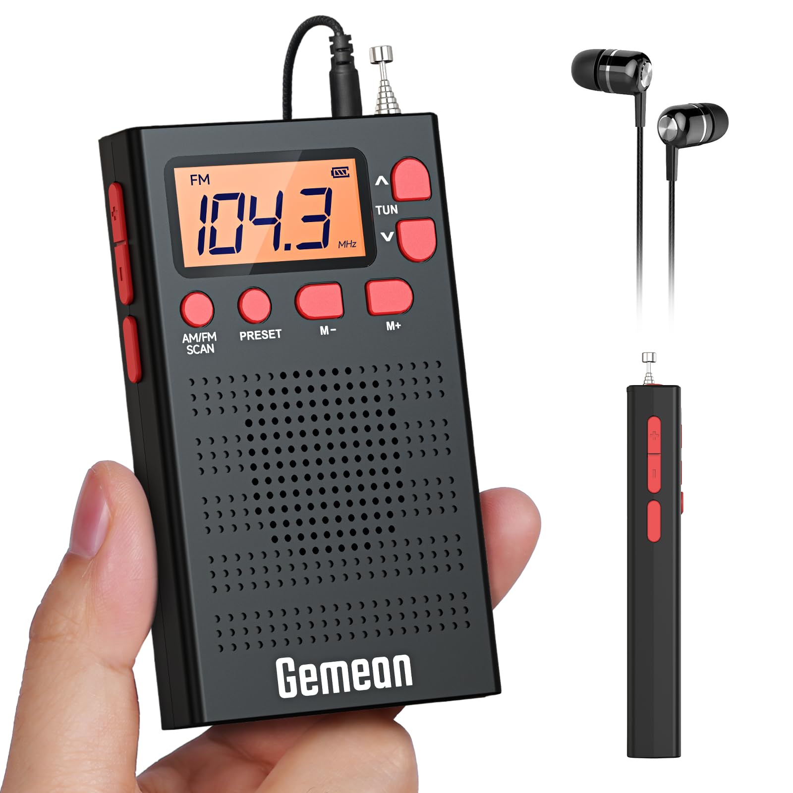 Gemean J-125 カードサイズAM FM ワイドfm対応ラジオ 小型 ステレオ デジタル、単4電池作動、メモリー登録、自動検索 スピーカー付き | イヤホン付き 手動プリセット DSPチップ ロッドアンテナ 防災ラジオ ロックボタン付き 携帯 小型 コンパクト ミニradio バックライト ポータブル 入院用 通勤 出かける 家事 旅行 運動 防災 アウトドア・室内両用 日本語取り扱い説明書