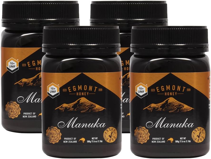 Egmont Manuka Honey UMF 10+ 500g (17.6oz) 100% Pure New Zealand Manuka Honey (Pack of 4)