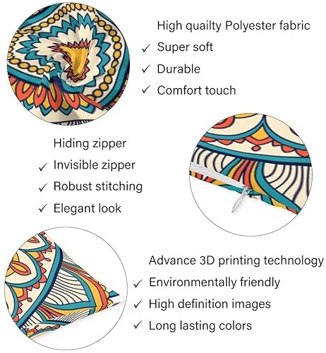 Boho Decorative Body Pillow Cover Retro Mandala Pattern Bohemian Floral Print Long Pillowcase With Zipper Farmhouse Soft Cushion Covers Bedding Pillow Cases For Couch,Sofa,Bedroom,Home Gifts 20"X54" #TOP5