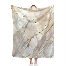 Soft Throw Blanket Marble Pattern Watercolor Print Beige Cream Tan White and Gold Abstract Watercolor Stone Print Design Lightweight Blanket for Beds, Sofas & Couches - All Seasons Home Decor