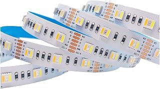5m 12V 24V 5050 RGBCCT 5 in 1 LED Strip Light 6PIN 12MM Waterproof 60LEDs/m 2700-6500K RGB WW CW for TV Background Room Decor(DC24V 5M,6PIN Connector_IP20 NO Waterproof)
