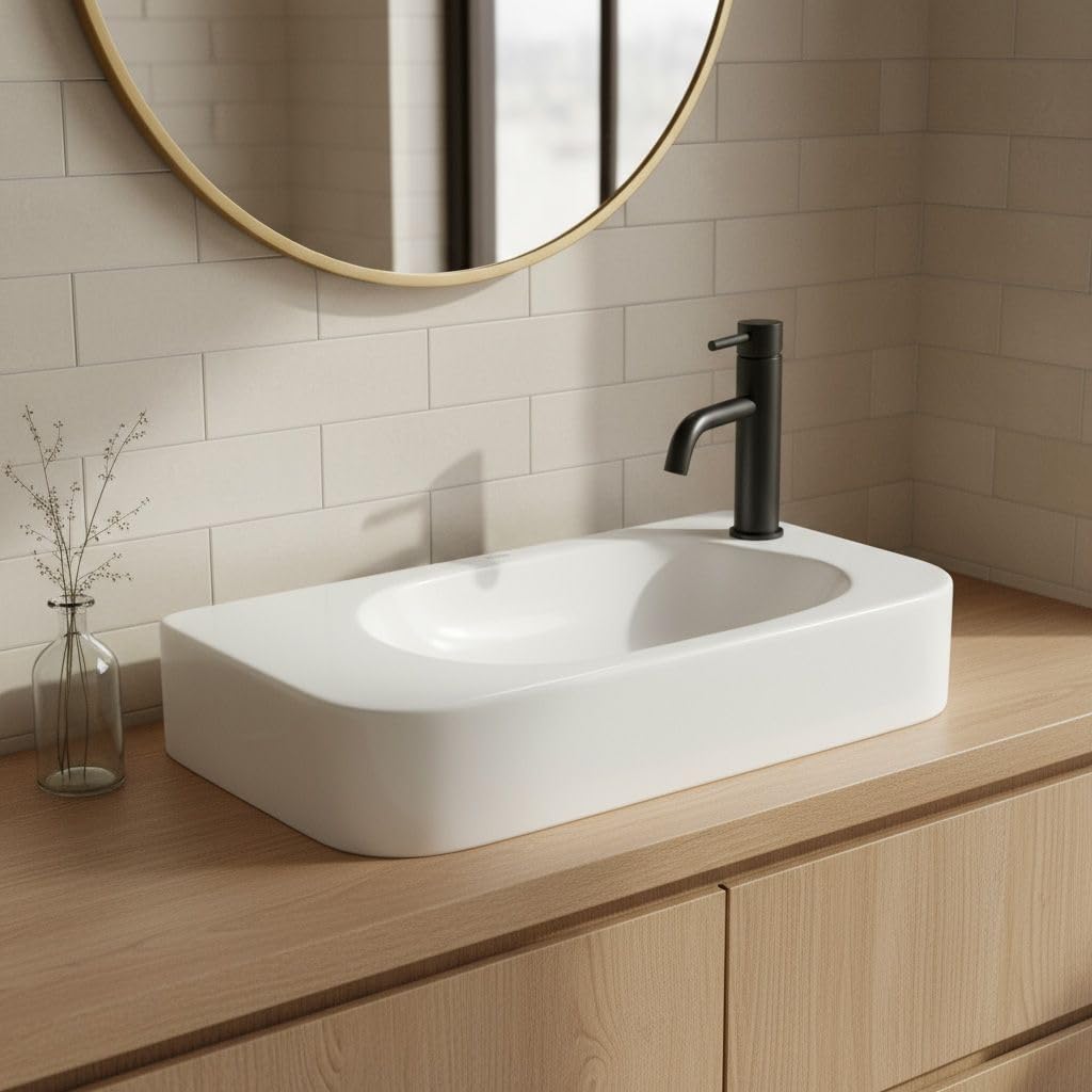 Lavabo Sobre Encimera Rea Odetta White 51X25X11,5Cm