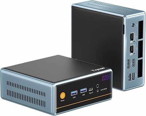 Vista 23 de Trycoo Mini PC AMD Ryzen 5 5500U (4.0GHz) Mini procesadores 16GB DDR4 RAM 512GB SSD Micro PC Soporte 4K @60Hz Salida triple WiFi6 BT5.2 Dual RJ45