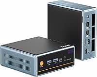 Trycoo Mini PC AMD Ryzen 7 5700U (8C/16T, até 4,3GHz) Mini Gaming Pc16GB DDR4 512GB SSD Dual LAN (2.5G+1G) WiFi 6 4K@60Hz HD DP Tipo-C Ultra-Mini Desktop para Escritório Casa