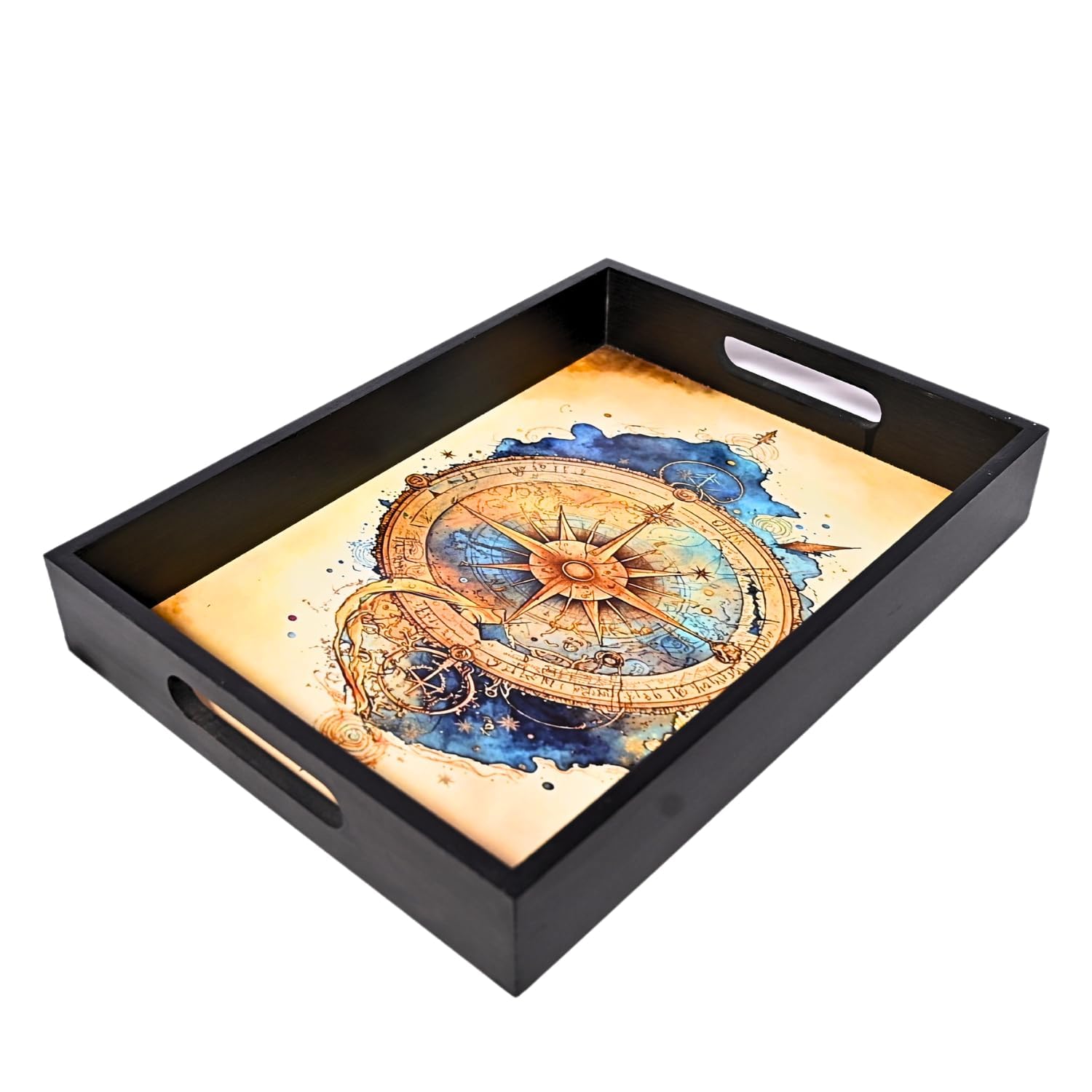 ®MART..Decorative Compass Print Serving Tray, Dining Tray for Home and Kitchen Use!!