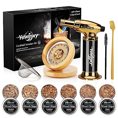 Yiiwinwy Cocktail Smoker Kit with Torch,Whiskey Smoker Kit,Bourbon/Drink/Old Fashioned Smoker Kit...