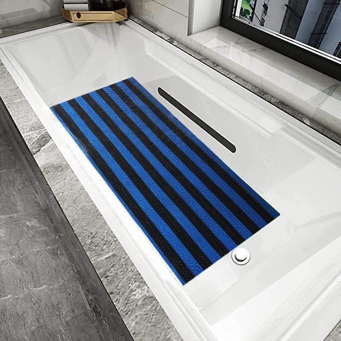Image of Double Colour Anti Skid & Multipurpose /Bathroom Mat /Shower Mat /Carpet /Rugs /Rainmat /Swimming Pool Mat|Waterproof Doormat for Indoor /Outdoor Home Office Entrance| (Black-Blue, 2x14Ft)