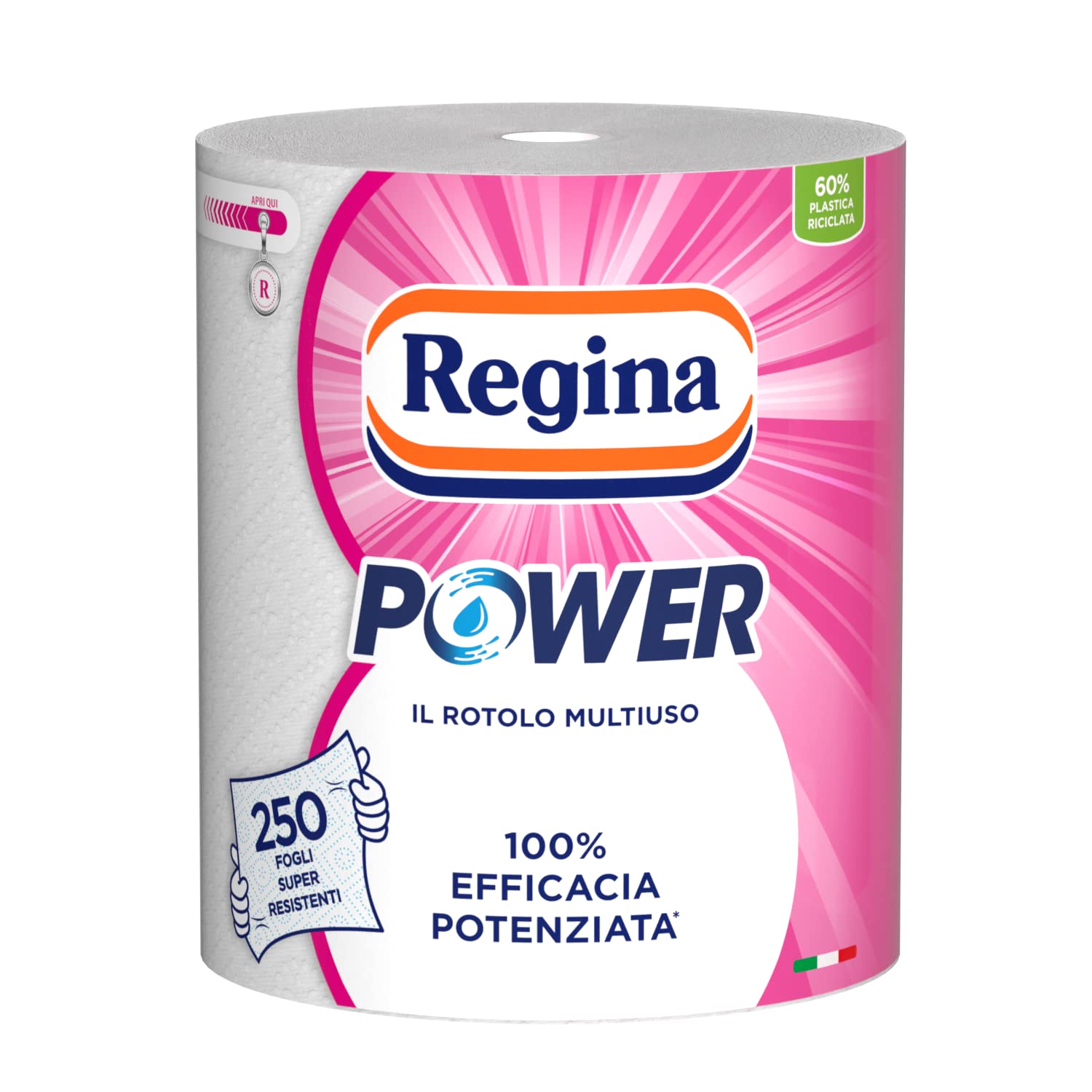 Regina Power Papier multi-usages, 1 rouleau de 250 feuilles à 2 voiles, idéal pour le nettoyage de chaque surface, emballage rec