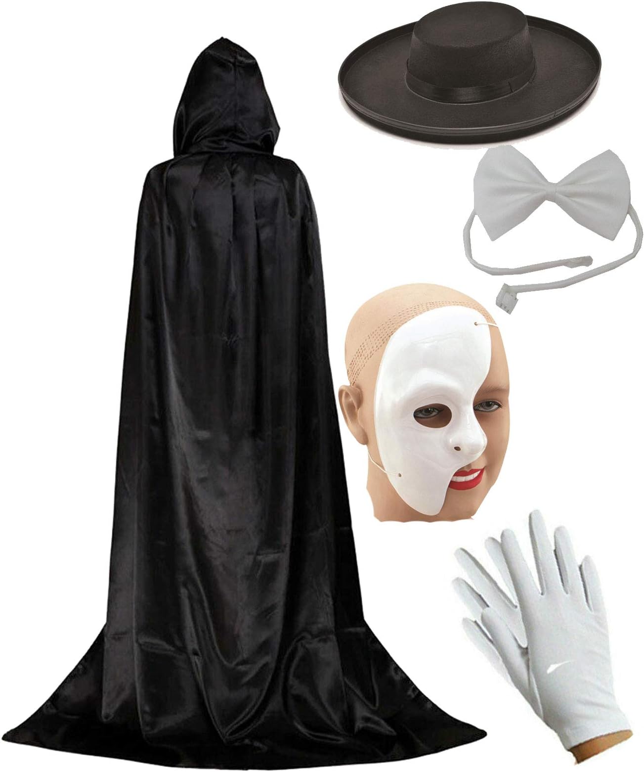 labreeze Phantom of the Opera Theatre Masquerade Fancy Dress Cape Mask Hat Bow Tie Set