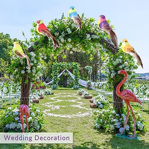 HERCHR 12Pcs Artificial Bird Decoration, Colorful Feather Birds On Clips Christmas Tree Ornaments Cute Artificial Foam Feather Mini Craft Birds Home Garden Wedding Party Ornament