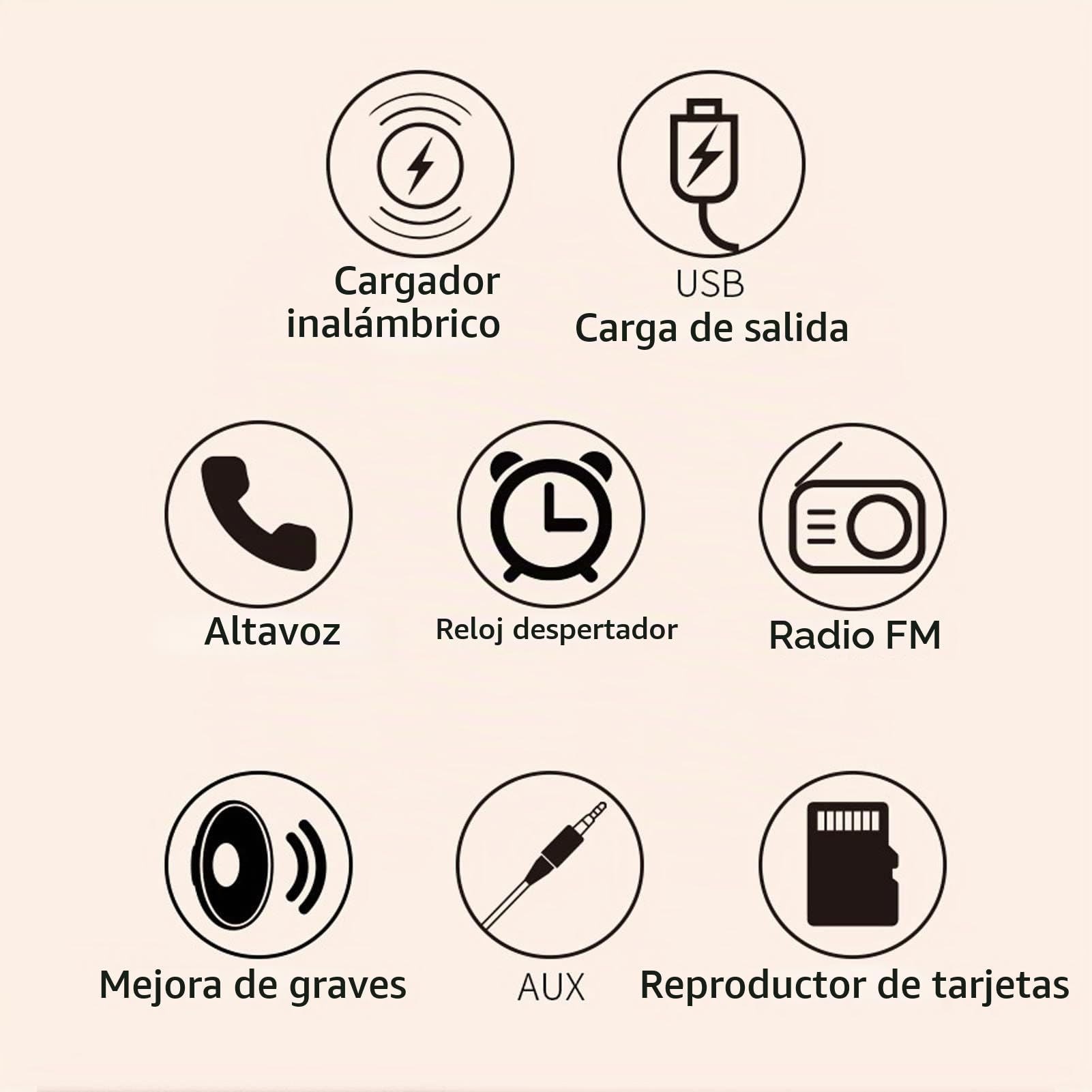 Reloj Despertador Digital, Radio Reloj Despertador con Altavoz Bluetooth de Carga Inalámbrica LED Reloj Despertador Digital Simple y Moderno Altavoz de Radio FM con Cargador (Spray Oro 10W)