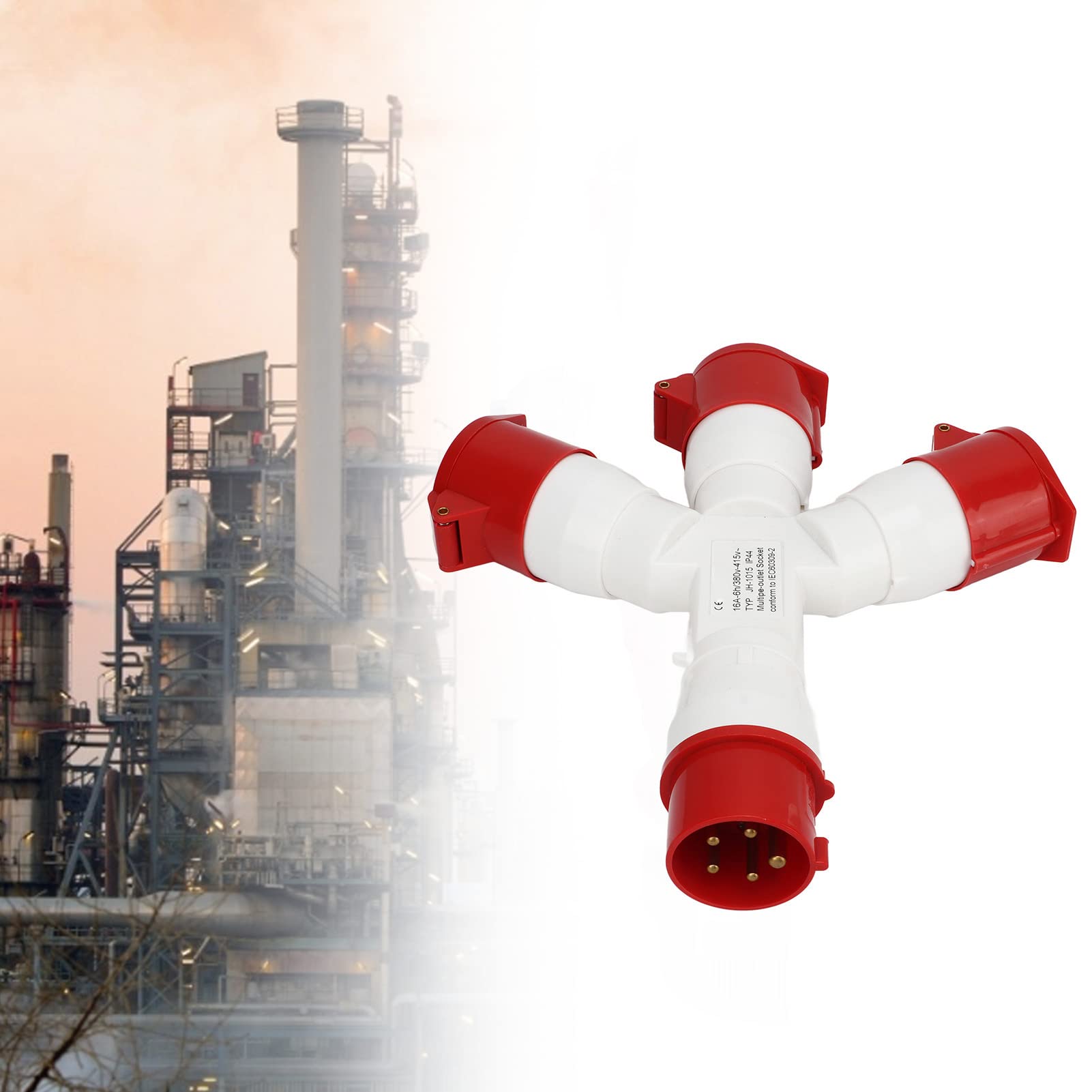 Presa Multipla Industriale 3 Fasi 380‑415 V, Sdoppiatore Triplo con Spina a 5 Poli 16A, Connettore Aeronautico in PA66 Impermeabile per Cavo 380V - Soluzione Ideale Ambiente e Officina