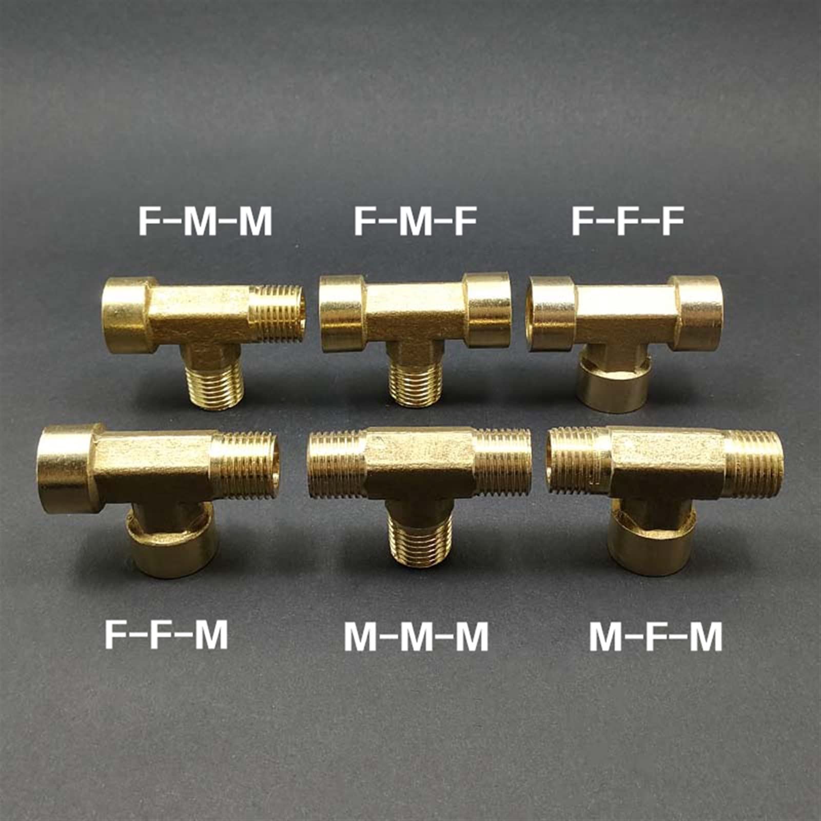 trójnik, Trójnik gumowy z mosiężnym młotkiem BSPP, wiele rozmiarów, opakowanie 2 sztuki(M M M,1/4inch)