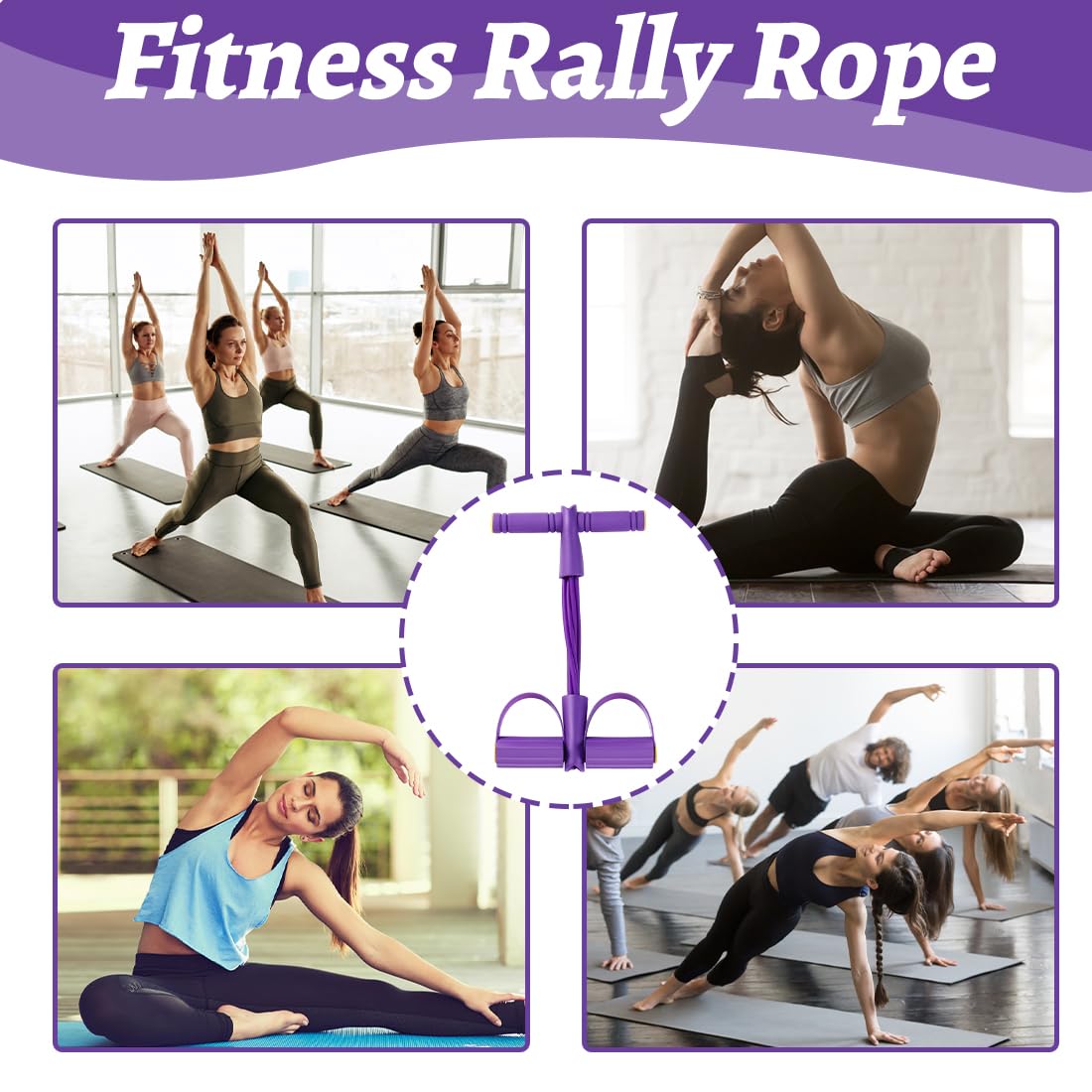 Fascia di Resistenza Fitness, Corda Elastica a 6 Tubi per e Stretching, attrezzo per addominali,per Addominali, Vita e Allenamento a Casa