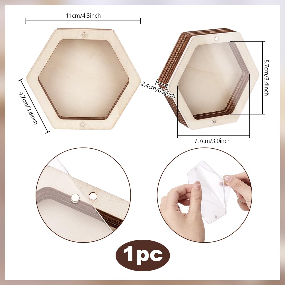 PH PandaHall Pet Hair Keepsake Box 3.8x4.3 inch Wood Memorial Box Hexagon Pug Dog Hair Keepsake Boxes Pet Fur Gifts for Dog Cat Memorial Boxes for Pet Lover Family Friends Storing Hair Teeth Ashes - Image 2