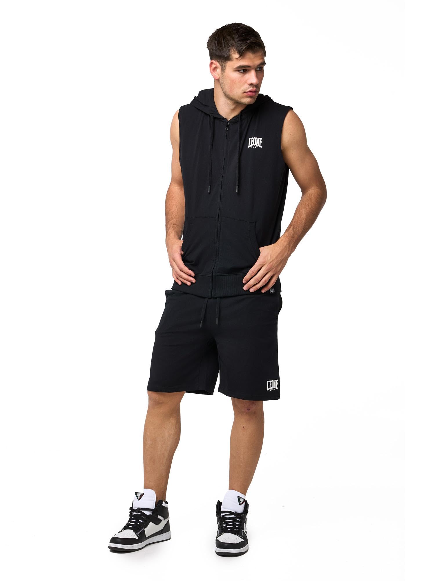 Felpa Smanicata da Uomo con Cappuccio e Zip Non garzata Leone Sporty
