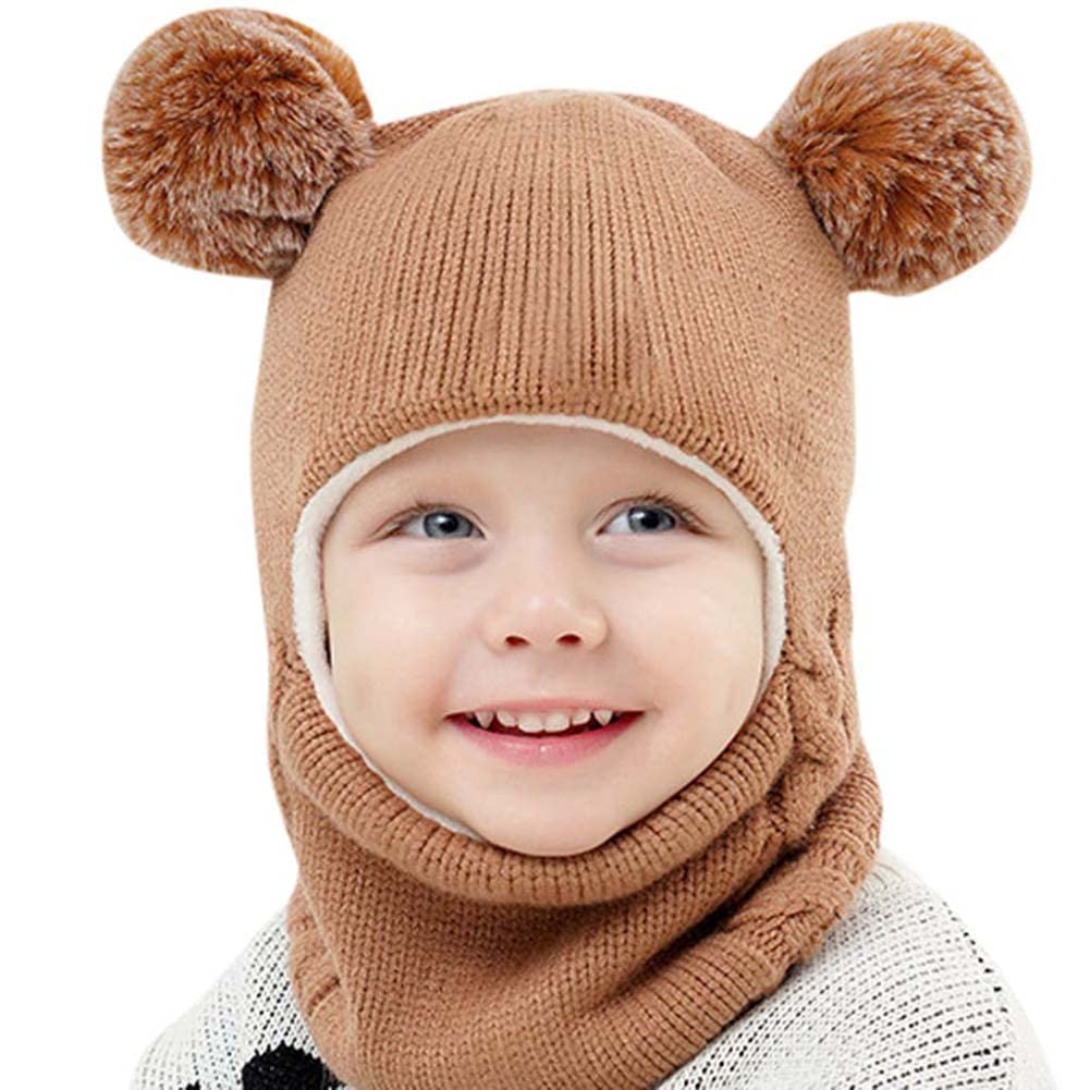 SHANGMAOYO Balaclava Kids,Winter Hats for Kids Fleece Earflap Beanies Hood Toddler Winter Warm Hat Warm Knit Beanie Cap and Scarf for 5-14 Years Old Toddlers Boys Girls (C)