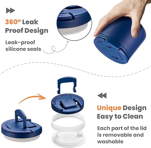 Miniatura 7 de Frasco de comida aislado al vacío de 14 oz con tapa de hebilla, termo de sopa para comida caliente para niños, contenedor de almuerzo de boca ancha