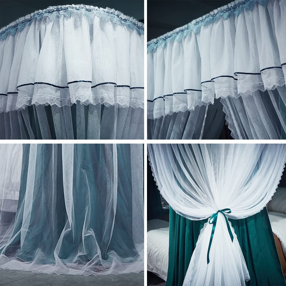 Betthimmel, Moskitonetz für Zwilling, Queen-Size-Bett, King-Size, doppellagig, staubdicht, verdunkelnd, luxuriöser Bettvorhang mit Halterung (Farbe: Grün, Größe: 180 x 200 cm)