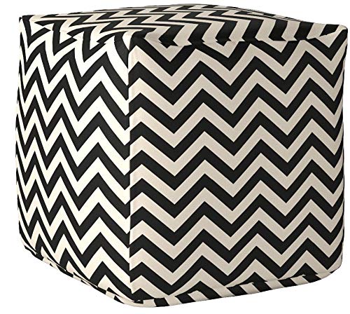 Majestic Home Goods Black Chevron Indoor/Outdoor Bean Bag Ottoman Pouf Cube 17" L x 17" W x 17" H - Thumbnail 7