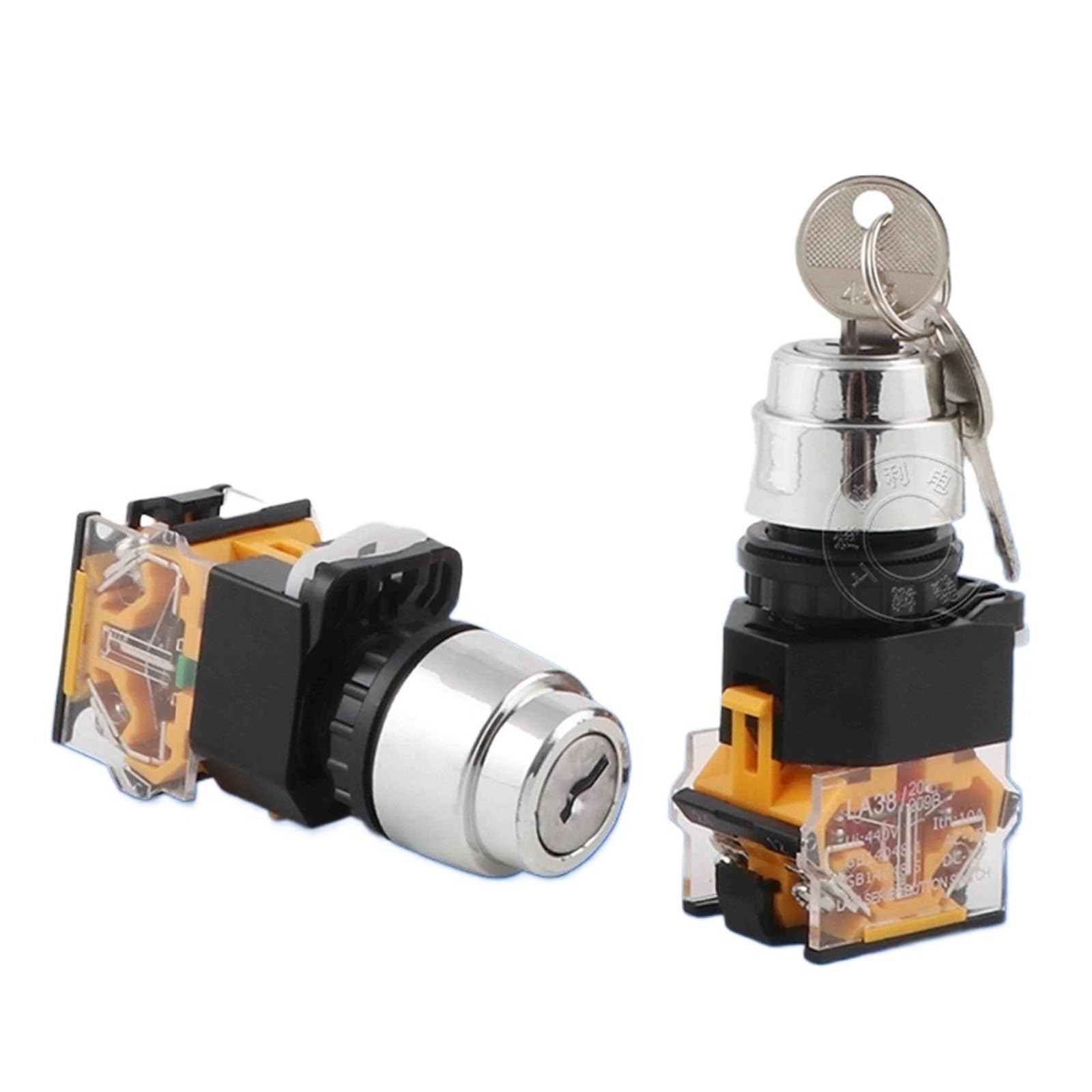 Interruptor giratorio de llave LA38-11Y2 de 22 mm selector 2 posiciones con 1 NA 1 NC 3