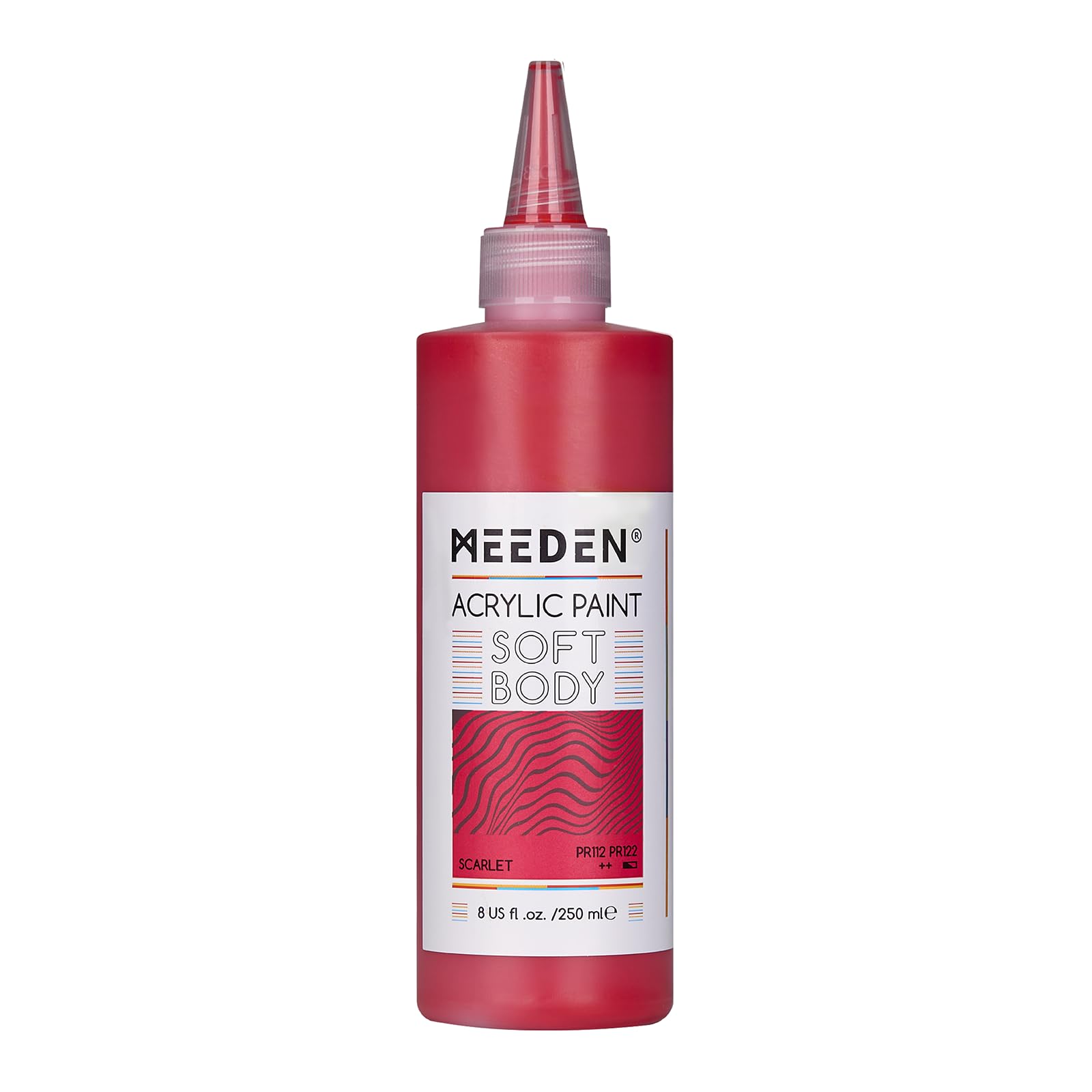 Meeden Scarlet Soft Body Acrylic Paint: 250Ml/8.8Oz Bulk Acrylic Colours In Squeeze Bottle - Fluid Flow Art Paints For Artists Canvas Painting