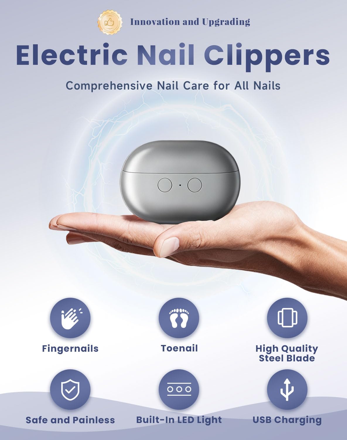 Cortauñas Eléctrico para Pies - Recortadora de Uñas, cortaúñas automático, Recargable, Cortador de Uñas Automático Profesional para Niños/Adultos/Ancianos (Gray)