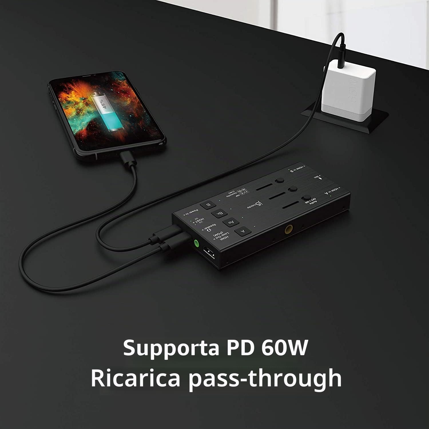 j5create Scheda di acquisizione video live-Doppia HDMI a USB-C, supporta la registrazione video/audio a 1080p 60Hz, PD 60W PassThrough, ideale per lo streaming live di giochi per Playstation (JVA06)