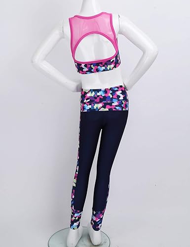 Miniatura 7 de JEATHA Kids Girls Racer Chaleco sin mangas con pantalones Set Gimnasia Yoga Entrenamiento Trajes Activewear Sportswear