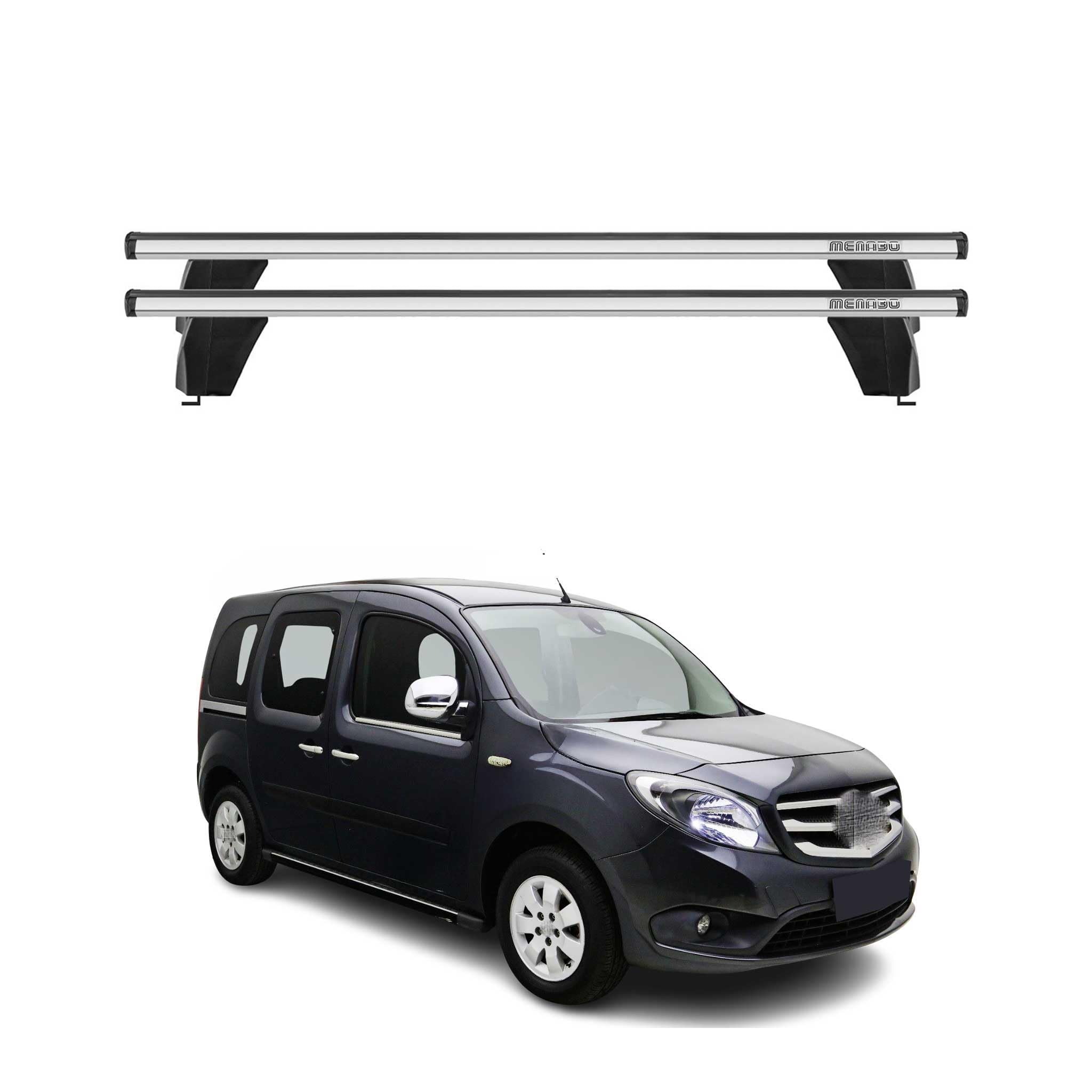OMAC Barres de Toit transversales en Aluminium pour Mercedes Classe A W177 2018-2026 – Antivol – Rainure en T – Testées City Crash – Charge Max 75 kg Argent