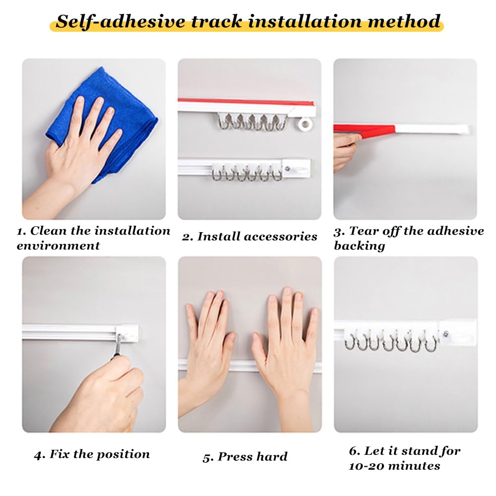 Selbstklebende Schiene, einfache Installation, kein Bohren erforderlich, perfekt für Zuhause, Büro und Mietwohnungen, 600 cm lang, vielseitig einsetzbar und Fensterbehandlung, Solut
