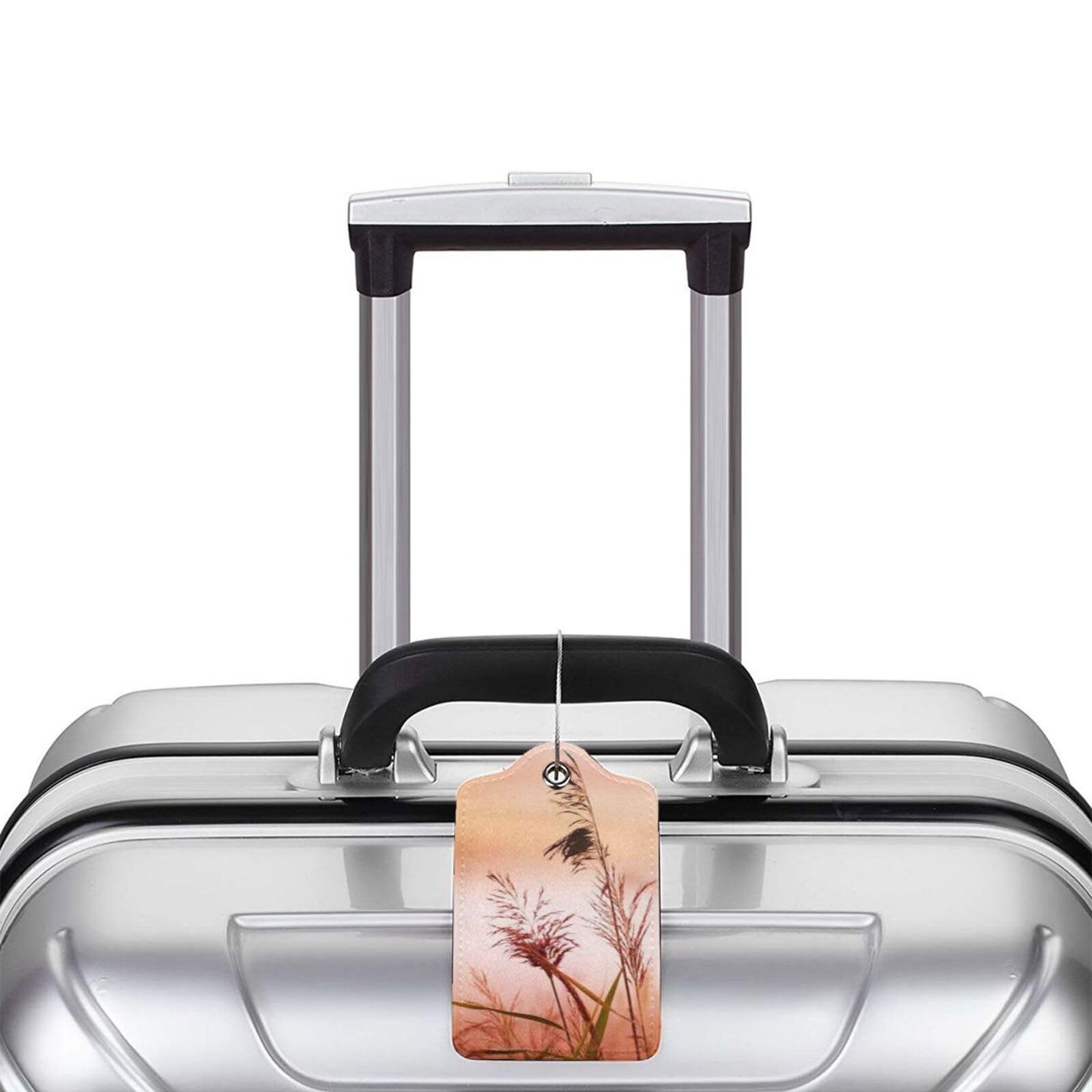 Roze Landschap Reed Bagagelabels Lederen Bagagelabel voor Koffer Reistas Labels Met Privacy Cover Naam ID-kaart
