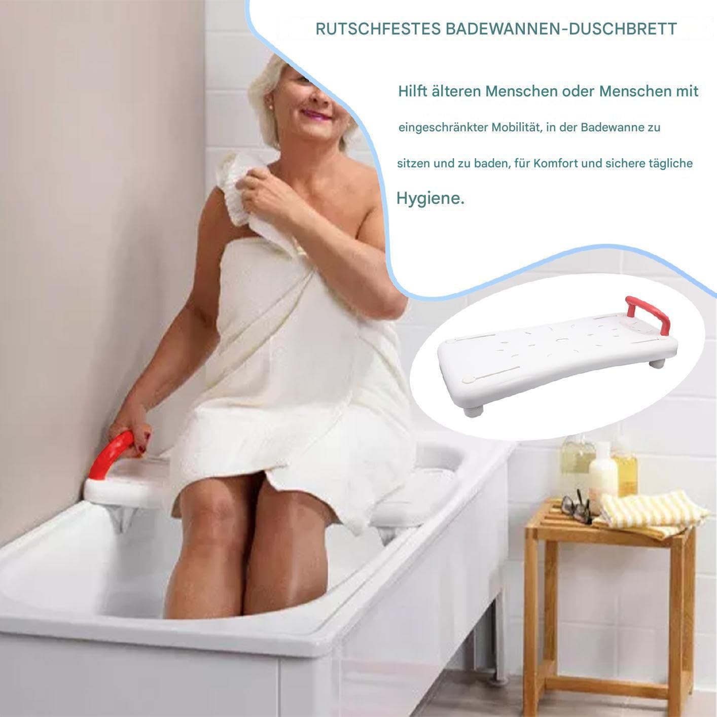 Banco de bañera con asa Tabla Asiento De Baño Y Tabla Bañera Ducha | Con Asa De Sujeción Esquinas Redondeadas Multifuncional Para Personas Con Discapacidad Y Con Dificultades Menstruales