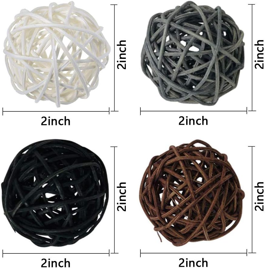 DomeStar 24PCS Ringing Rattan Balls and 24PCS Rattan Balls for Natural Decorative Wicker Rattan Balls Orbs Vase Fillers : Home & Kitchen