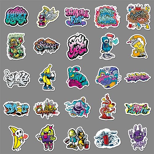 Hippie Street Graffiti Stickers 50 Pcs Waterproof Colorful Hip Hop Street Art Stickers for Water Bottle Laptop Skateboard Computer Car Bike Phone Helmet,Vinyl Cute Trendy Decals for Teens Boys Girls - Image 3