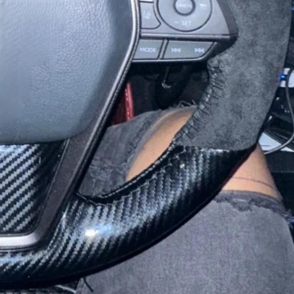 Volantes Accesorios de Coche, Protector Trenzado de Fibra de Carbono de Gamuza para Volante de Coche para Toyota, para RAV4, para Avalon para Camry Funda Volante(Blue Thread)
