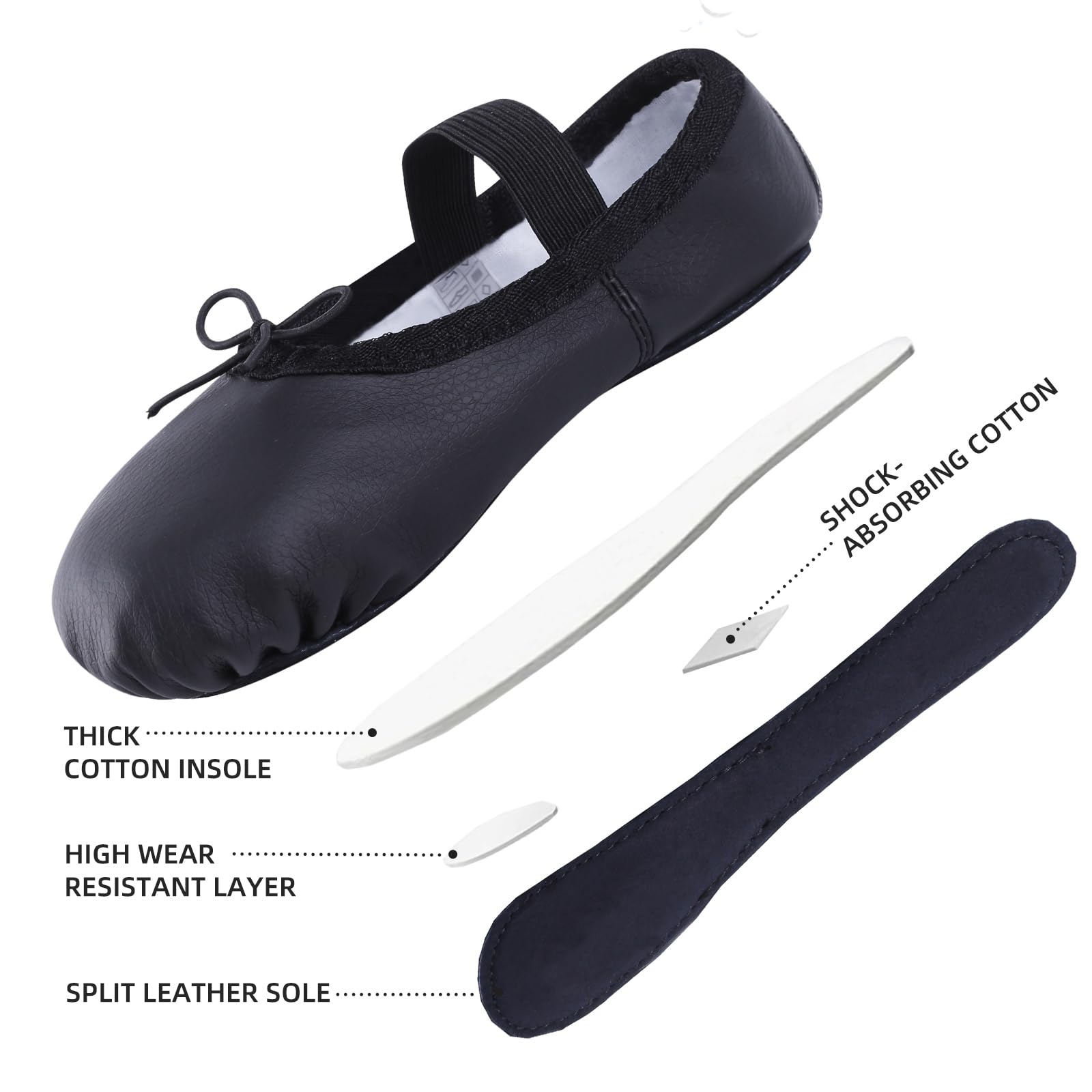 Zapatillas Ballet Niña Cuero Zapatos Danza Mujer Calzado de Danza Gimnasia Yoga Prada para Niños y Adultos Tallas 22-44 EU