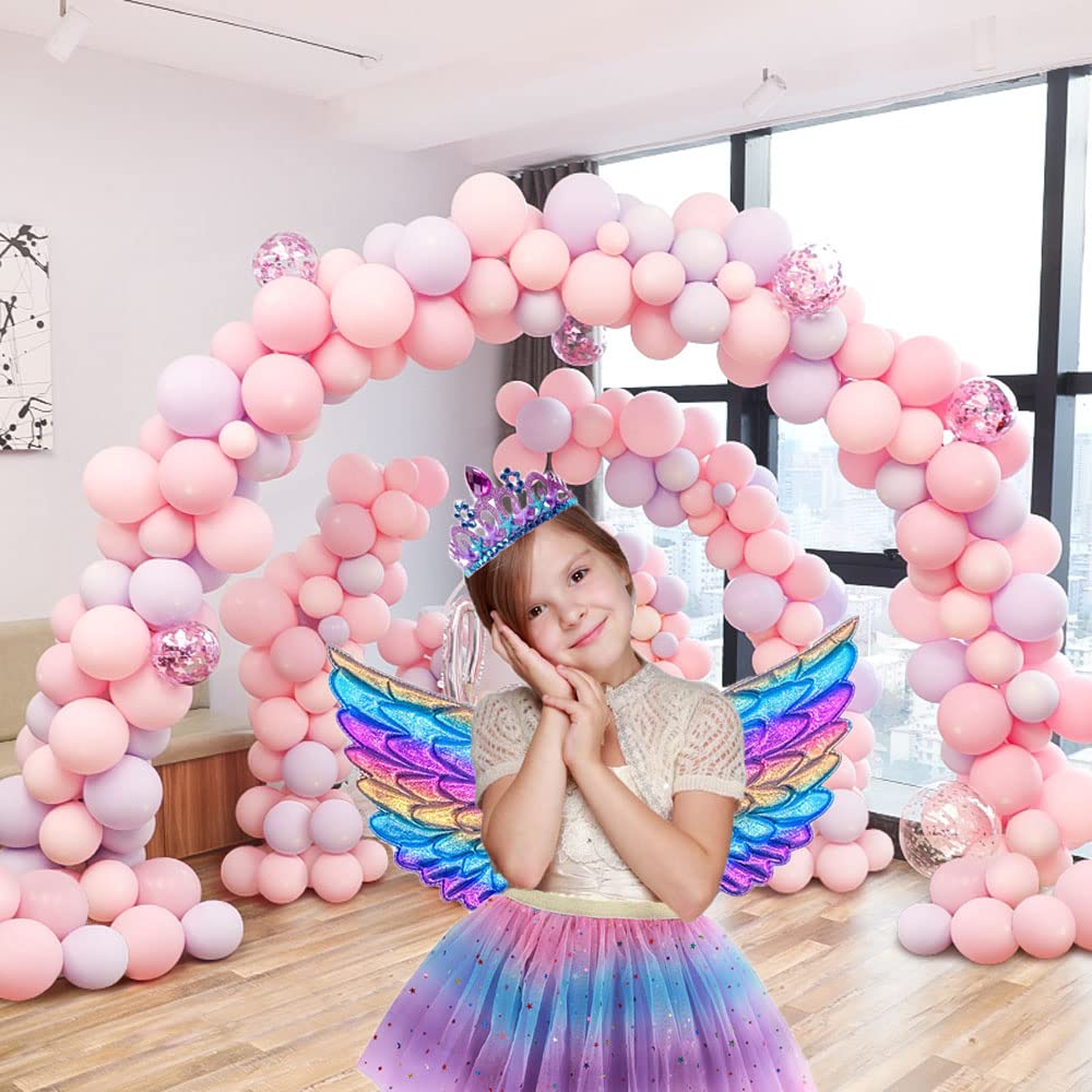 ZJstyle Girls Princess Costume Kids Fancy Dress Girls Fairy Costume Set Princess Tutu Skirt Fairy Dress Up Fantasy Costumes Play with Wings, Wand, Headband & Tutu Fairy Set for 3-8 Years (Purple) - Image 3