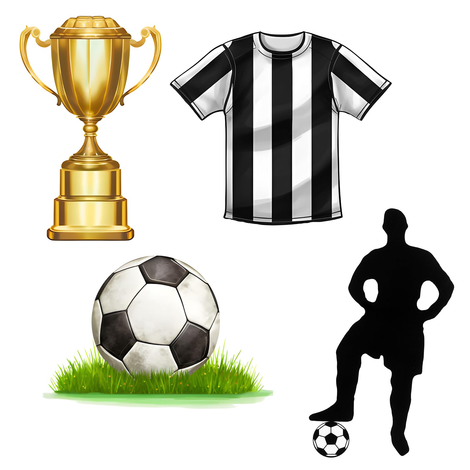 Honoson 4 Pcs Large 22" x 30" Soccer Cardboard Cutouts, Football Them Party Yard Signs Decoration for Baby Shower Birthday Party Supplies Lawn Decor Photo Booth Prop