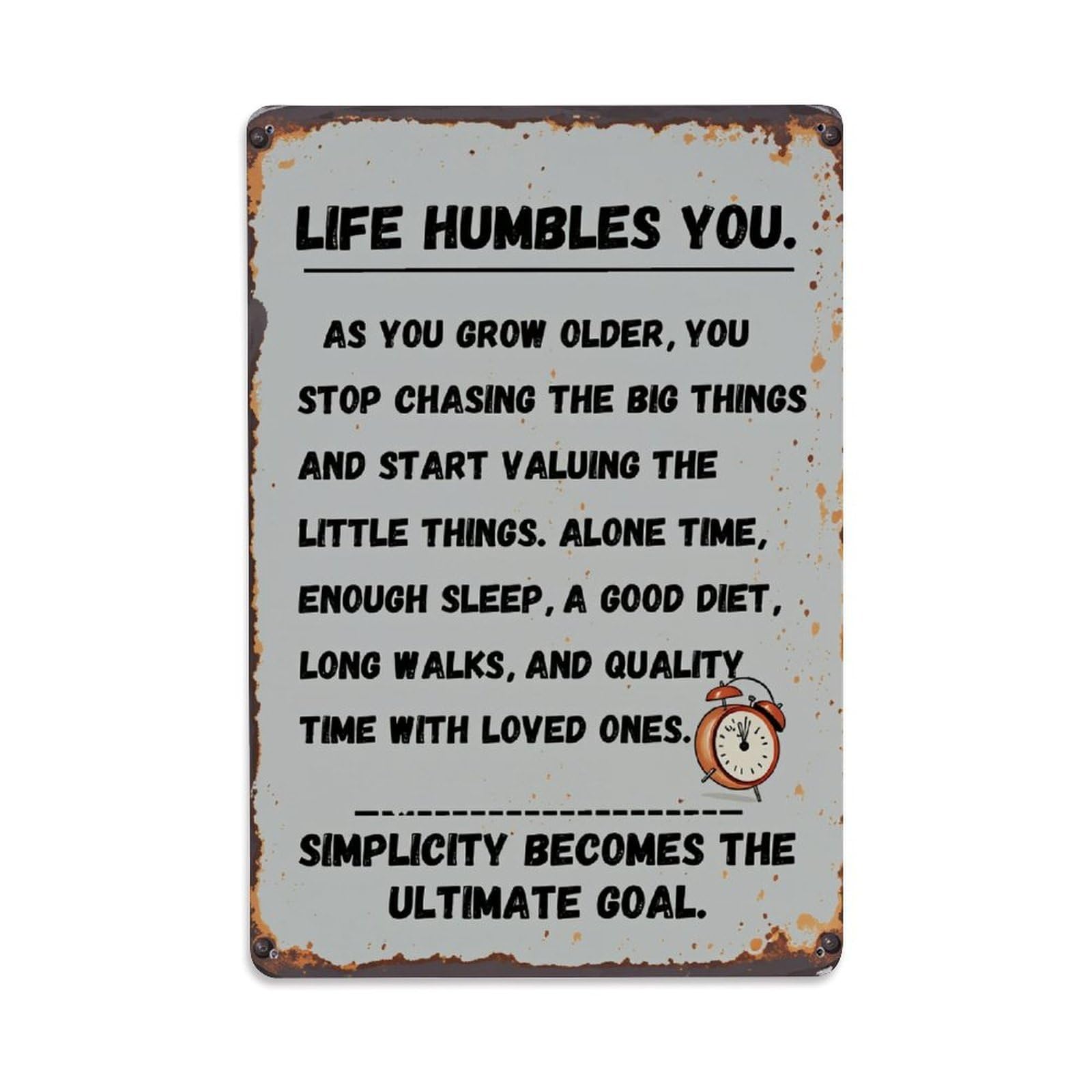 Jdyaojiesheng Vintage Life Humbles You Simplicity Goal Tin Sign Retro Metal Wall Decor Metal Poster, Home Bar Garage Farmhouse Cafe Wall Art Decoration 8X12inches