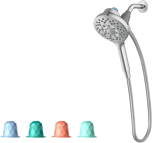 Regadera tipo teléfono en cromo con paquete inicial de cápsula de aroma-terapia INLY.