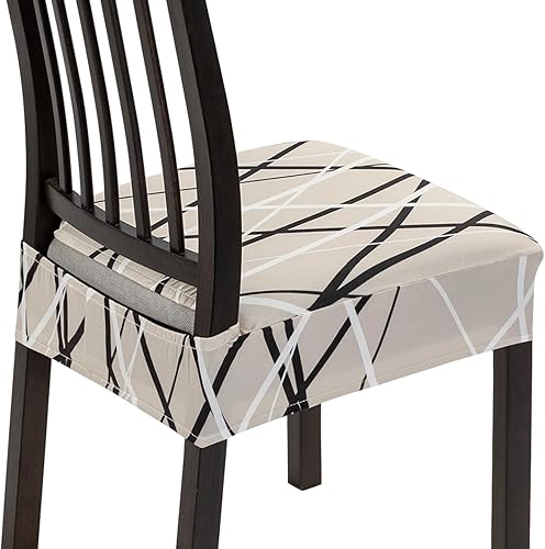 NIBESSER Juego de 4 fundas de asiento para sillas de comedor, elásticas, suaves, extraíbles y lavables, para comedor, fundas de cojín de asiento