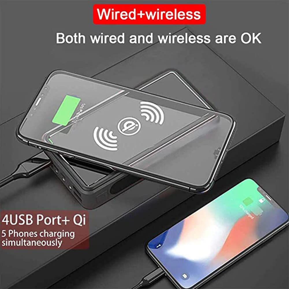 Móvil Portátil Batería Externa Cargador Solar Batería Externa Solar 50000Mah,Cargadores De Móvil Solares Power Bank Solar[4 Salidas Y 3 Entradas] Powerbank Cargador Portatil Bateria Externa