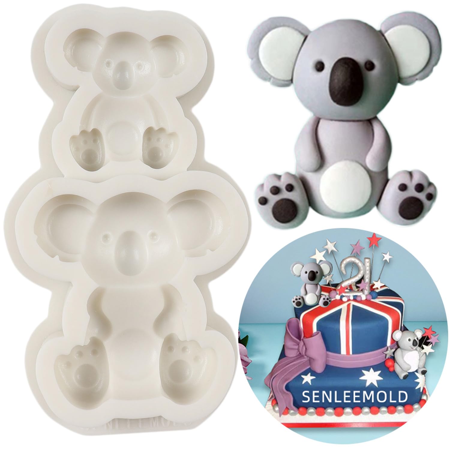 QDMOLDS Moule à Fondant En Forme De Koala En Forme D'animal De La Forêt Pour Décoration De Gâteaux, Cupcakes, Sucre, Bonbons, Chocolat, Pâte à Sucre