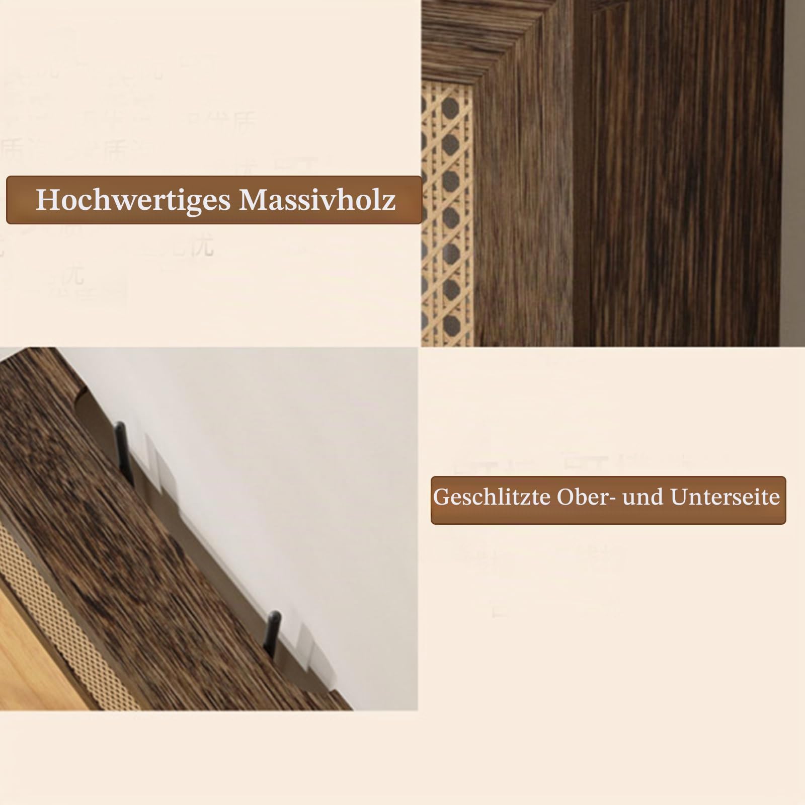 Rattan-WLAN-Router-Aufbewahrungsschrank for Kabelmodems und Netzwerkgeräte – Hölzerne WLAN-Router-Box, stilvolles Design mit Belüftung und Kabelmanagement(50 * 13 * 20cm)